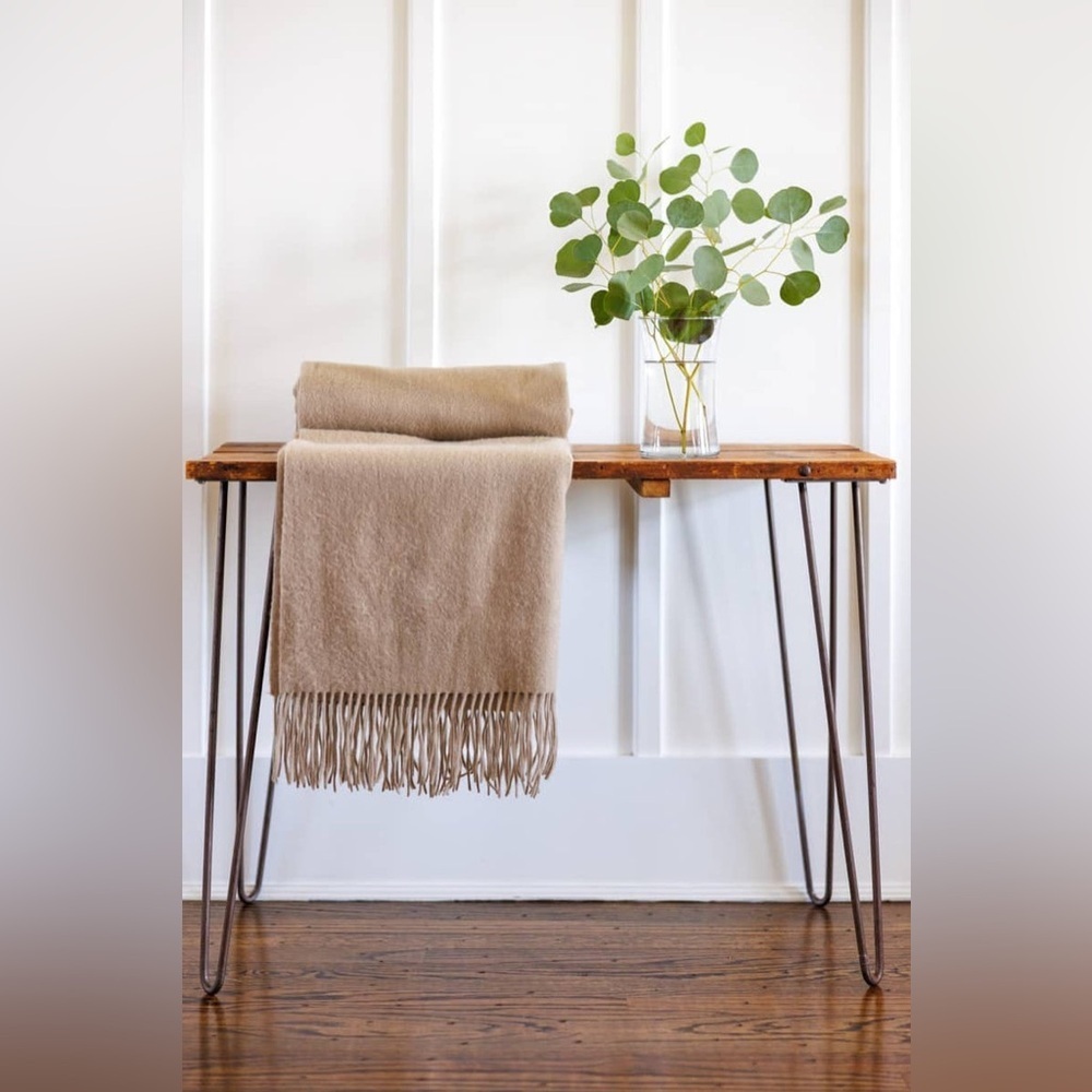 Cozy Fishers Finery 100% Pure Cashmere Fringe Throw, 445 GSM Weigh Warm Sand